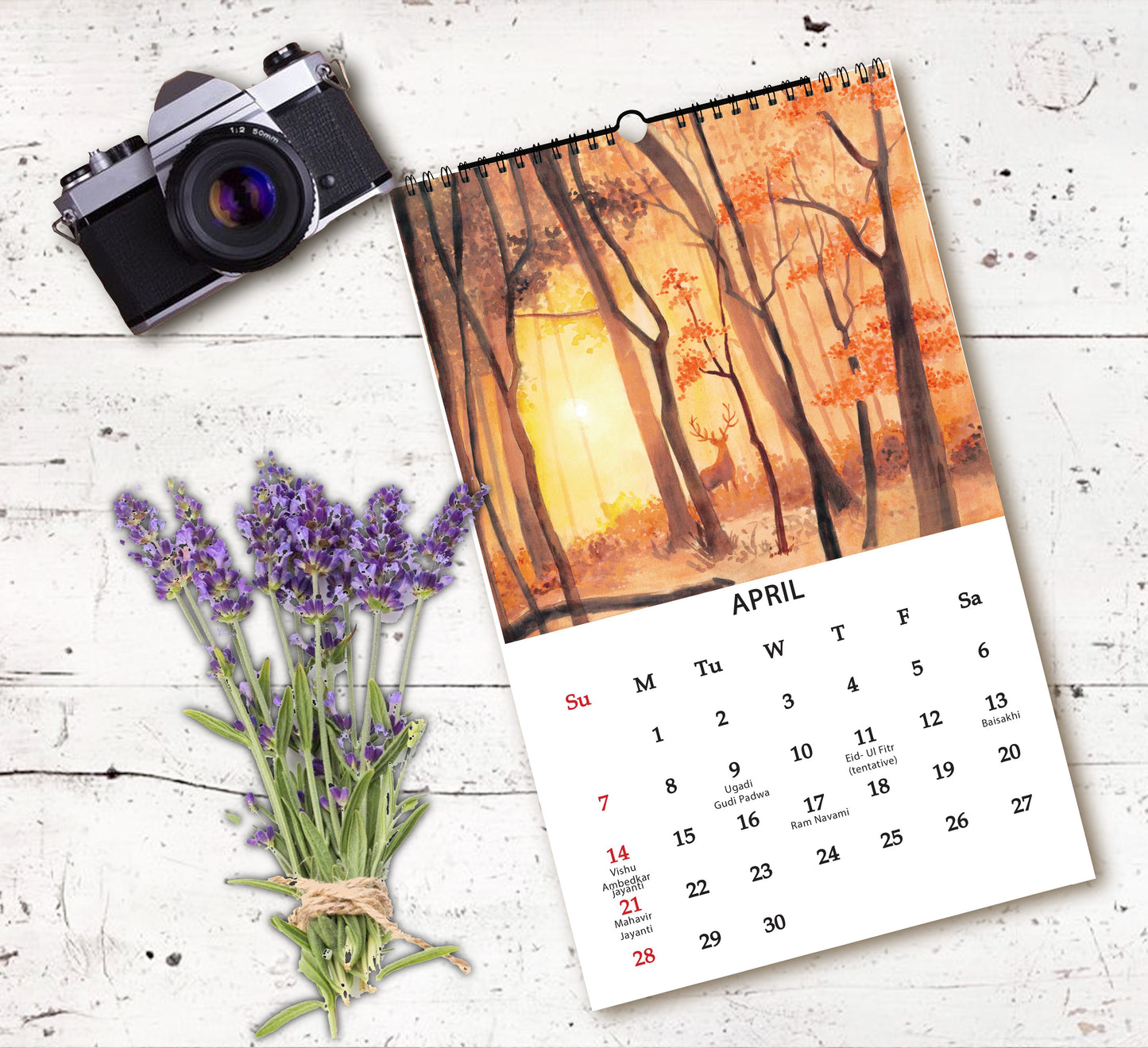 Nature's Retreat Wall Calendar 2024 + Bullet Journal Stickers