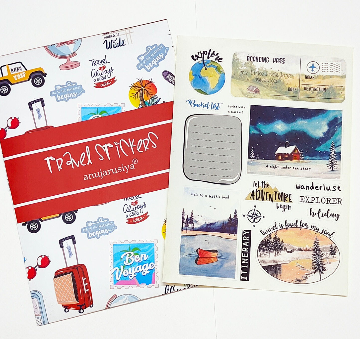 Travel Stickers |5 A5 sheets | 110 unique stickers | perfect for Scrapbook and Journaling