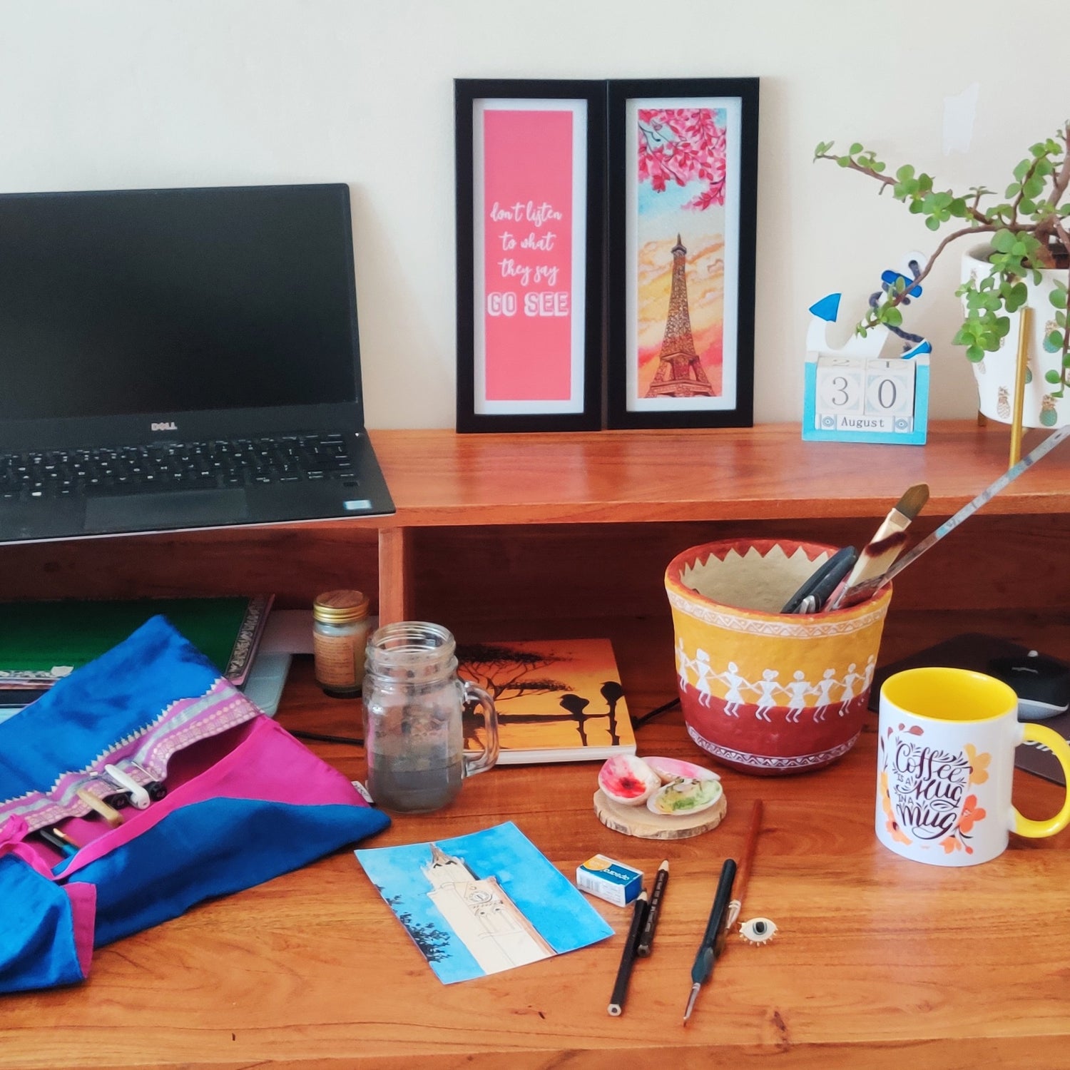 redefine your work from home stations work desk with heaven stationery wall art mugs notebooks