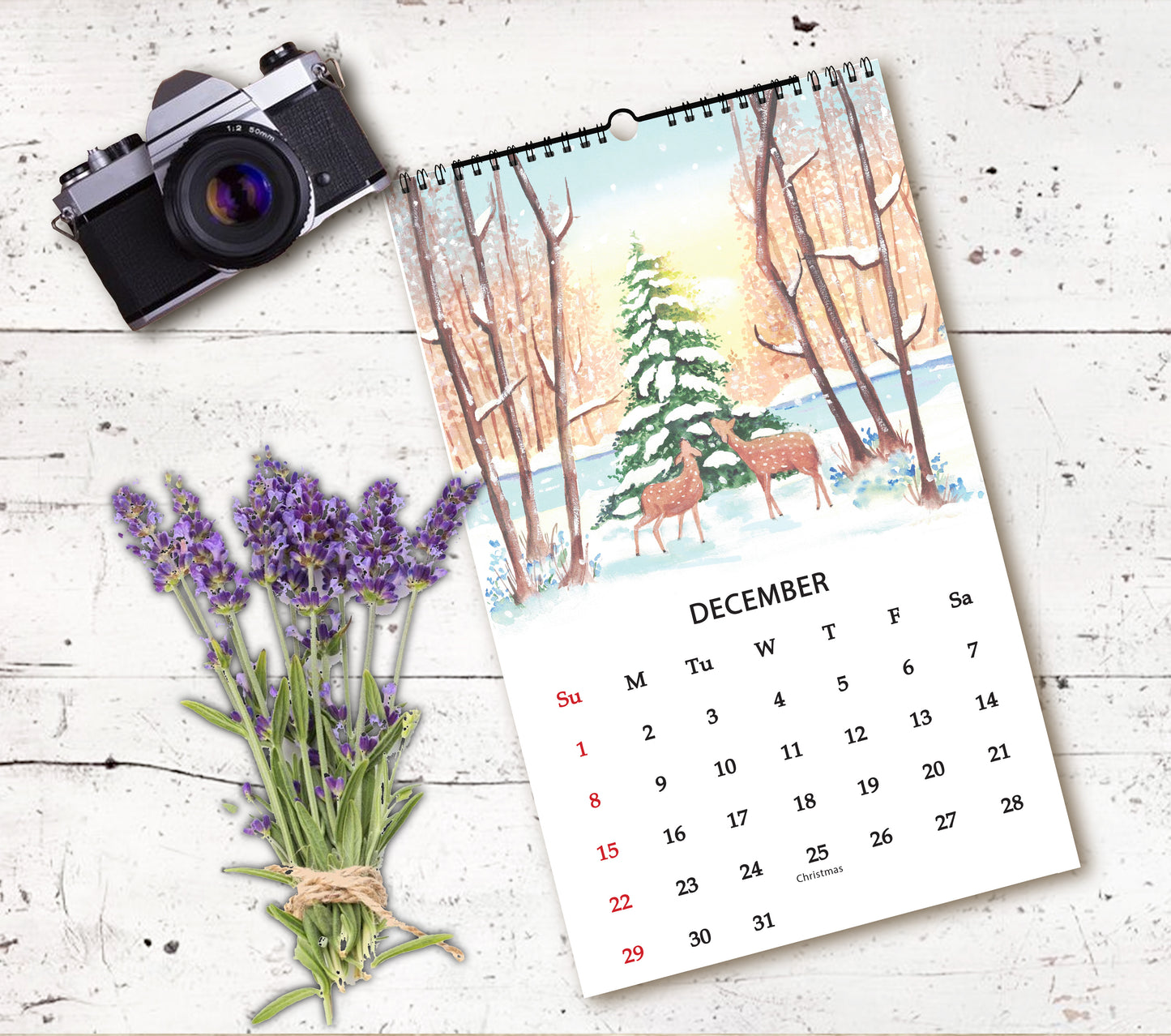 Nature's Retreat Wall Calendar 2024 + Bullet Journal Stickers