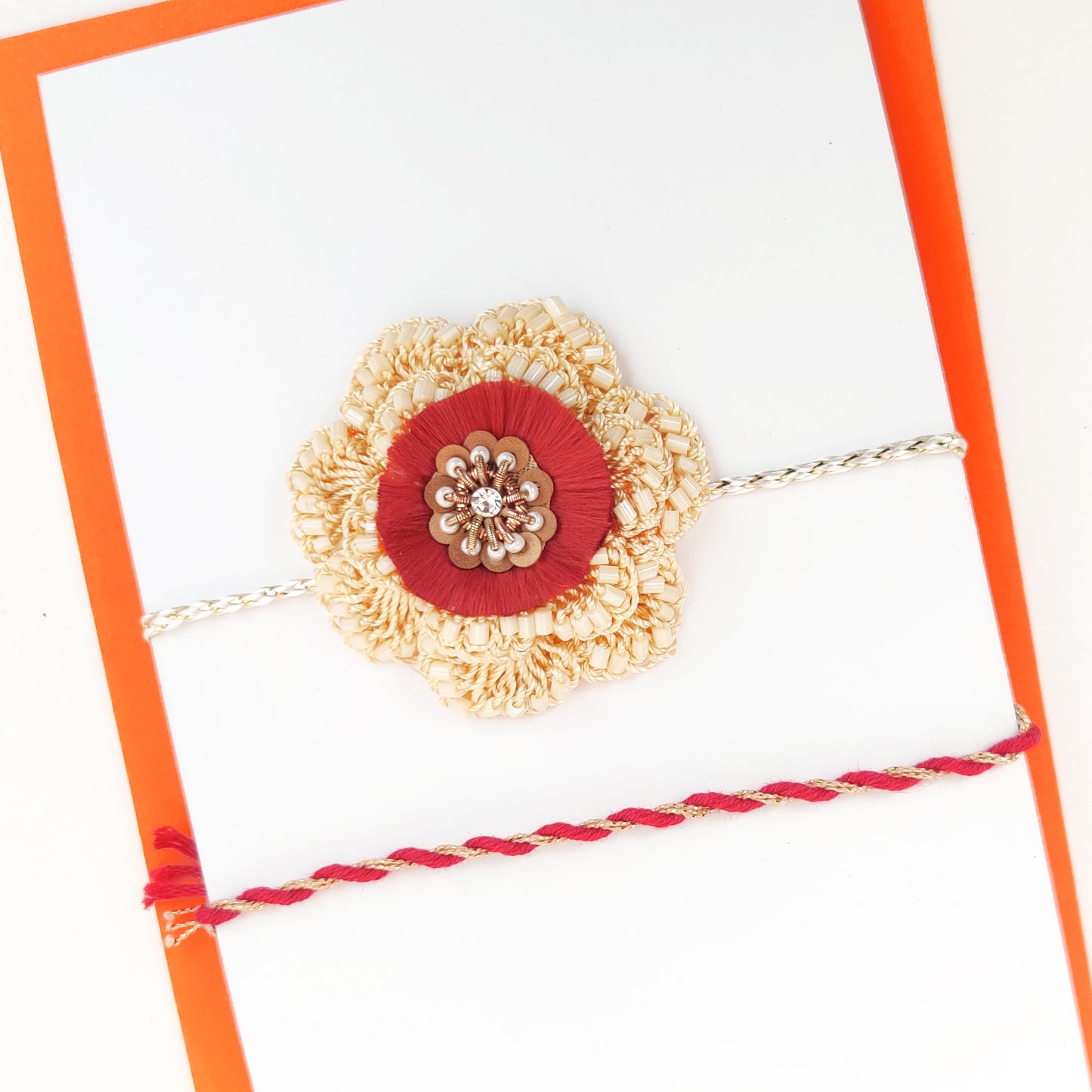 Crochet and bead Rakhi | Handmade | Greeting and Rori rice