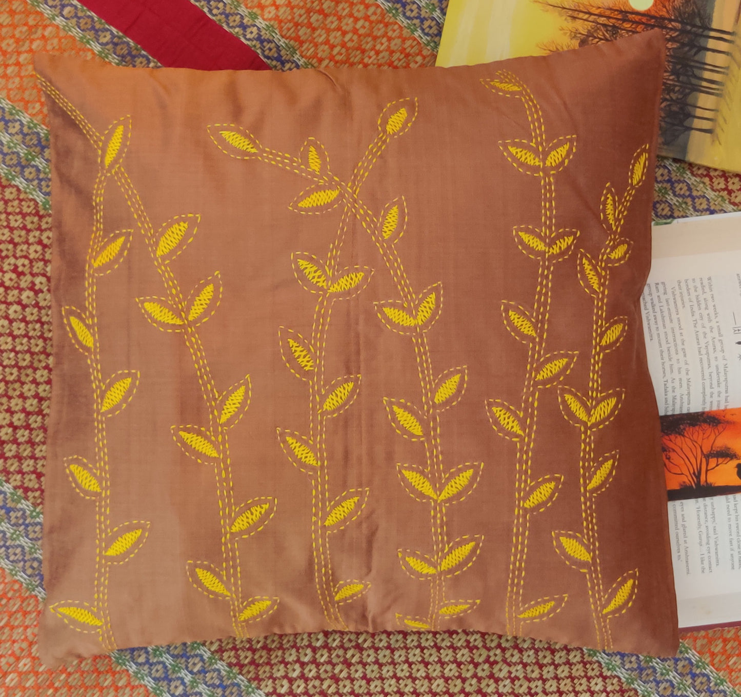 Growing Vines Cushion cover | Hand embroidered