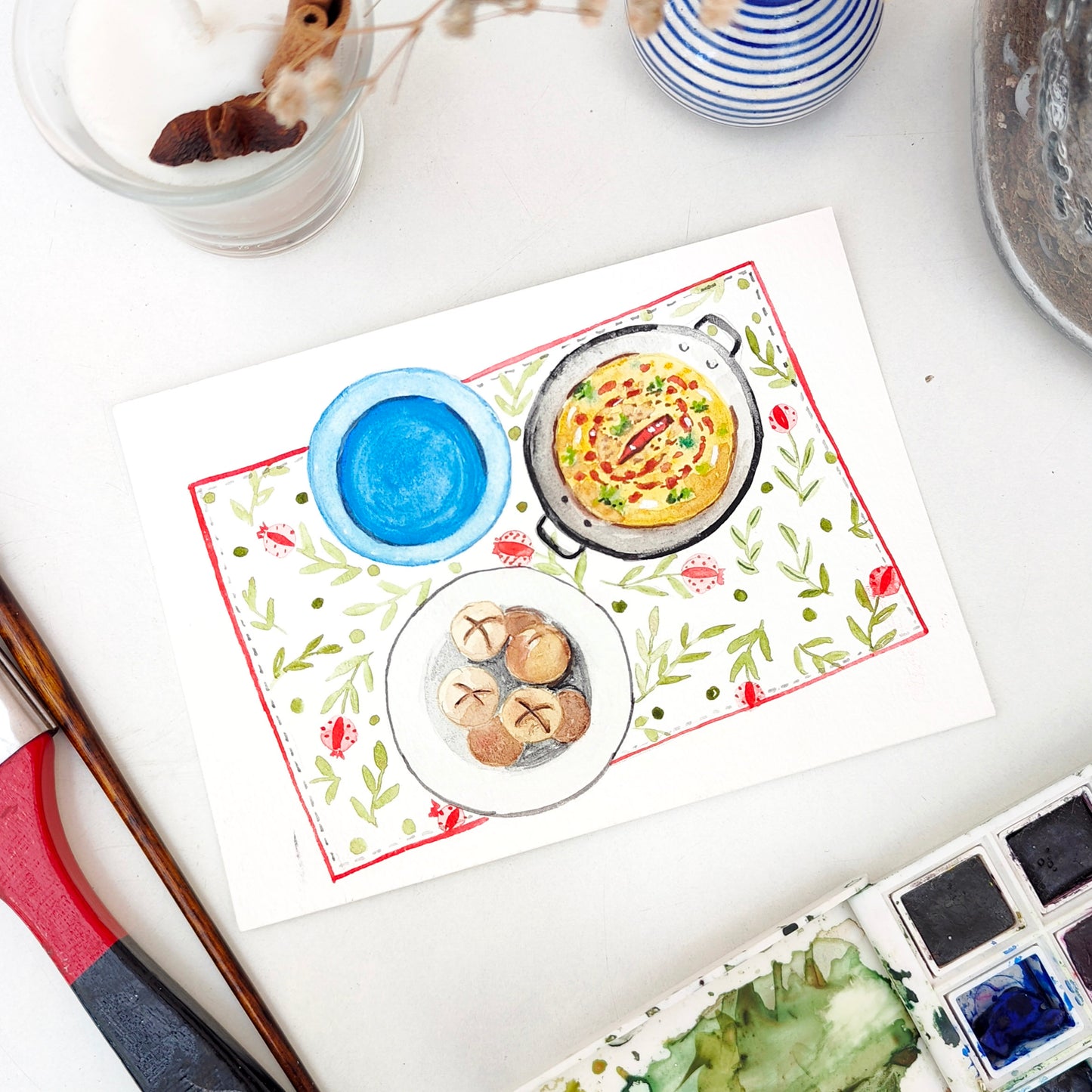 Dal Baati Postcard | Food Illustration