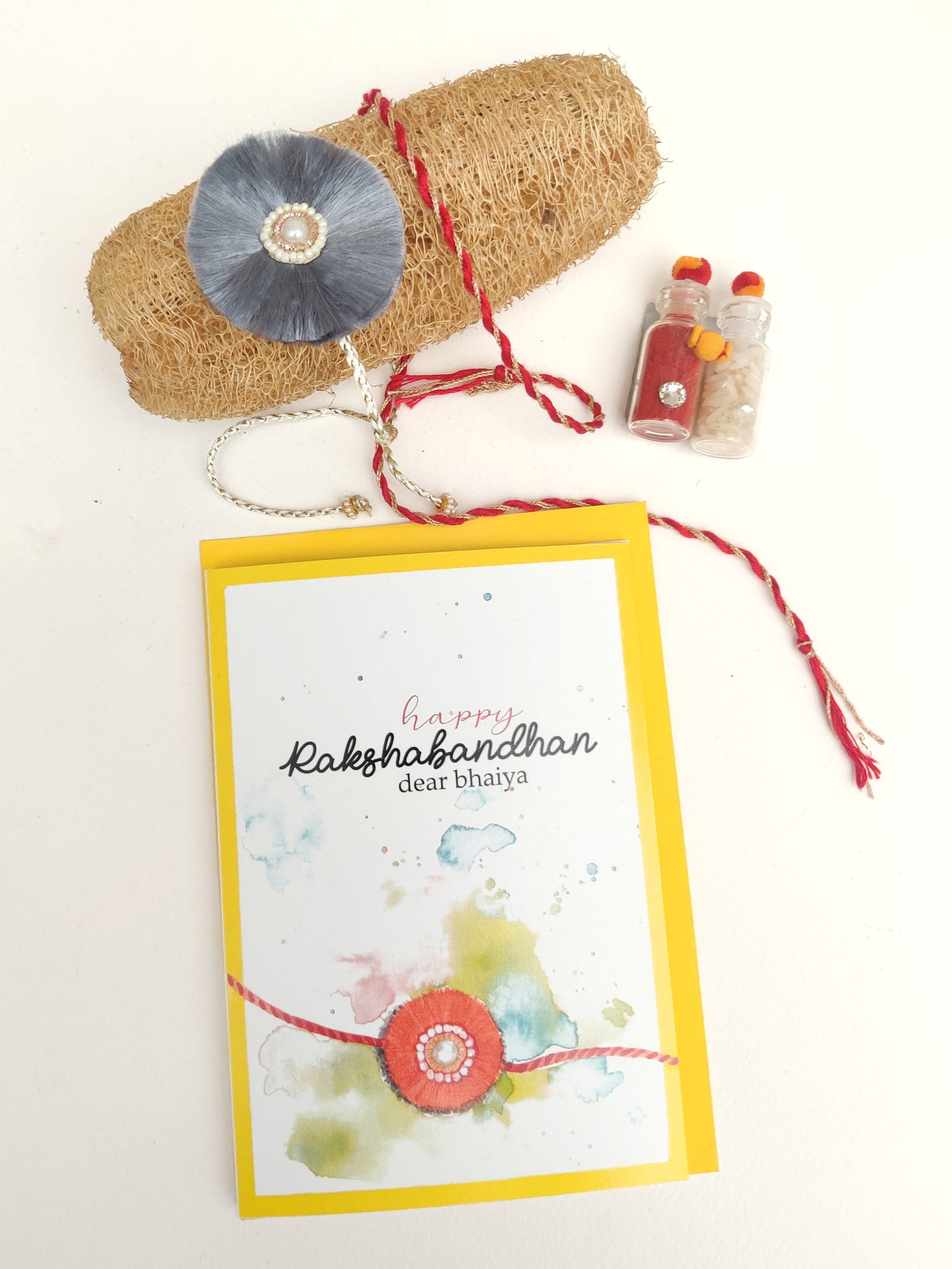 Resham Phool Rakhi | Grey | Handmade