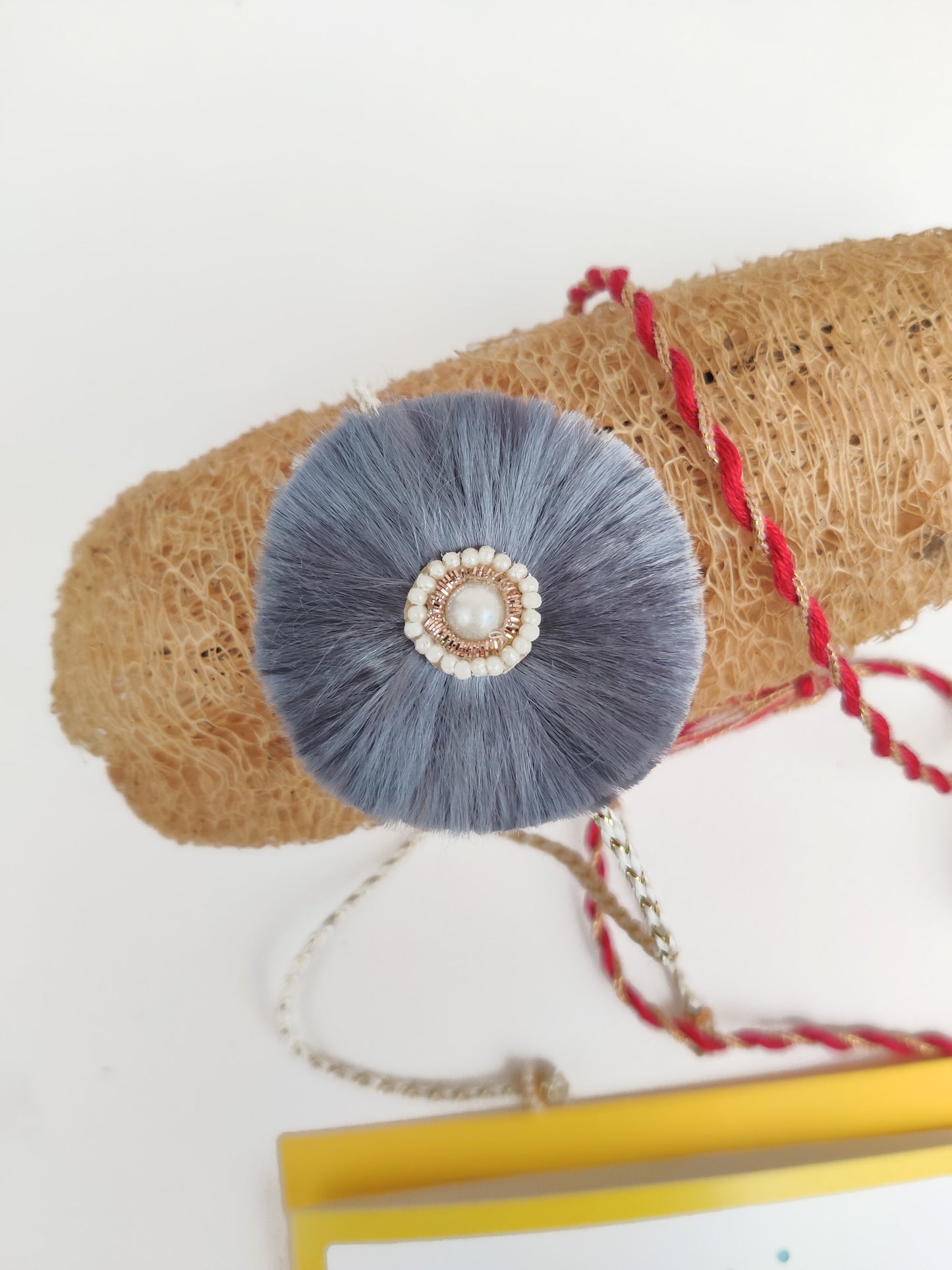 Resham Phool Rakhi | Grey | Handmade
