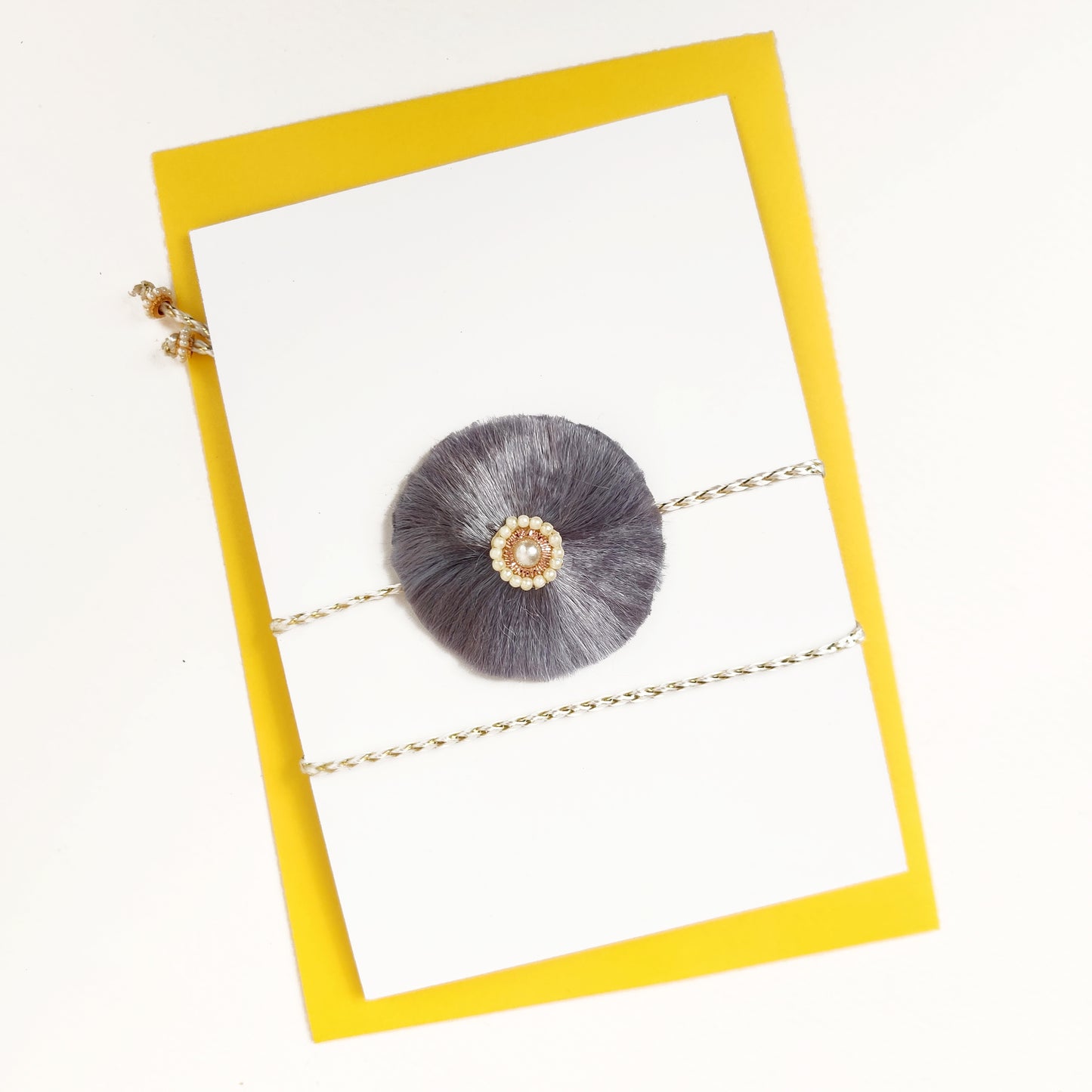 Resham Phool Rakhi | Grey | Handmade