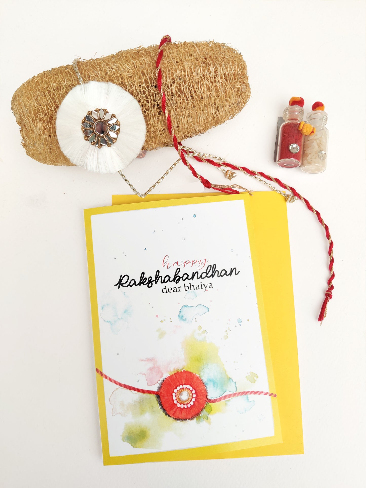 Resham phool Rakhi | White | Handmade