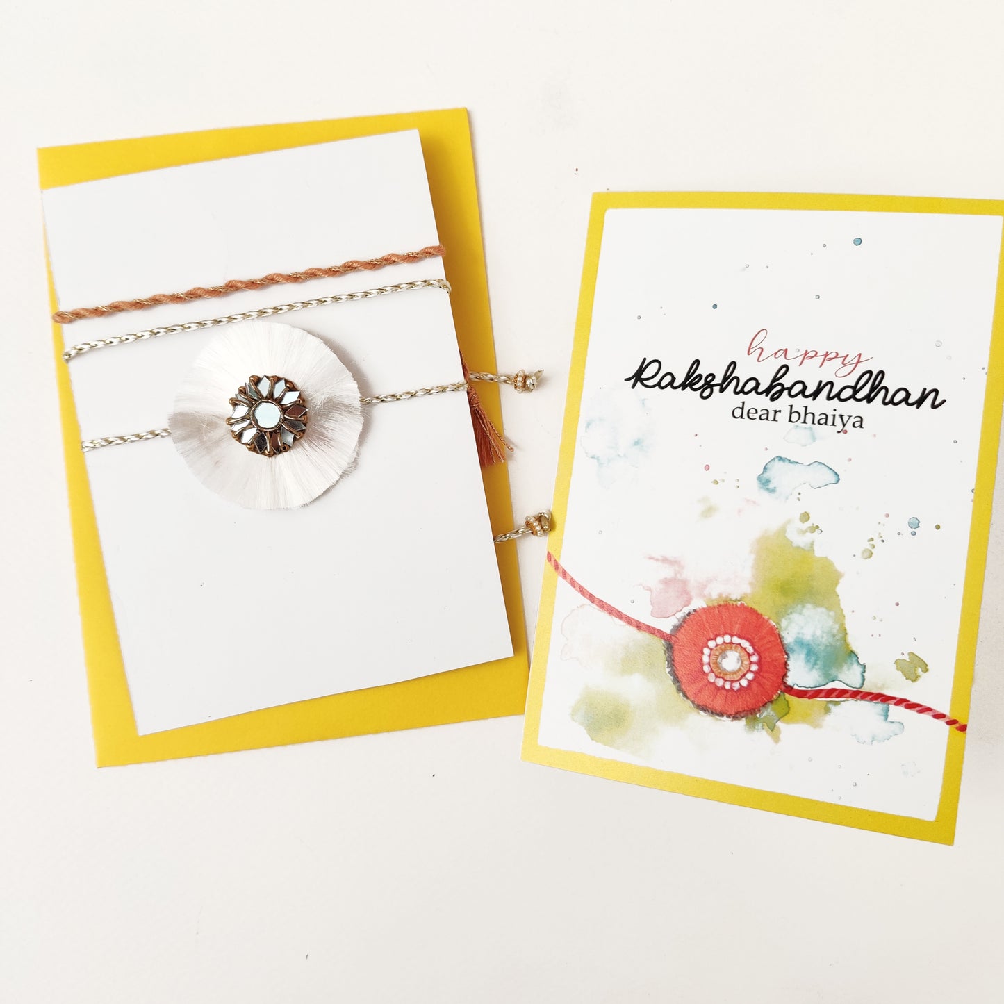 Resham phool Rakhi | White | Handmade