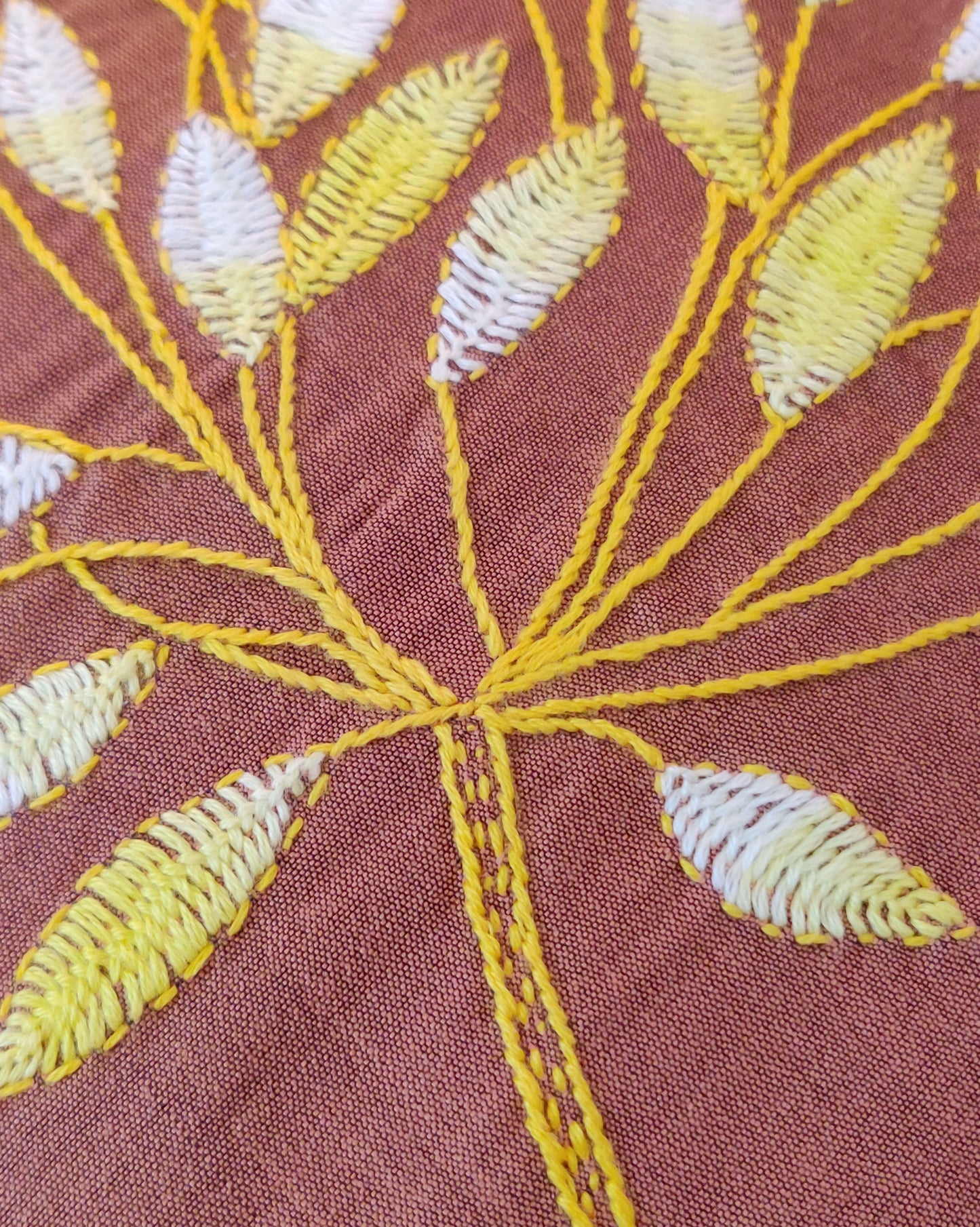 Yellow Bloom Cushion cover | Hand embroidered
