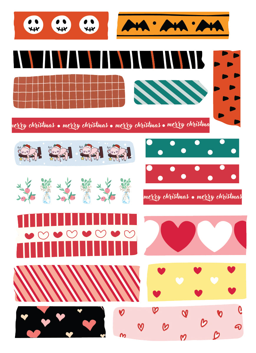 Washi tape stickers | Set of 5 A5 sheets