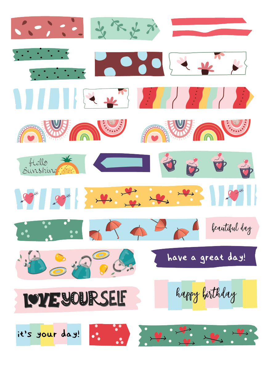 Washi tape stickers | Set of 5 A5 sheets