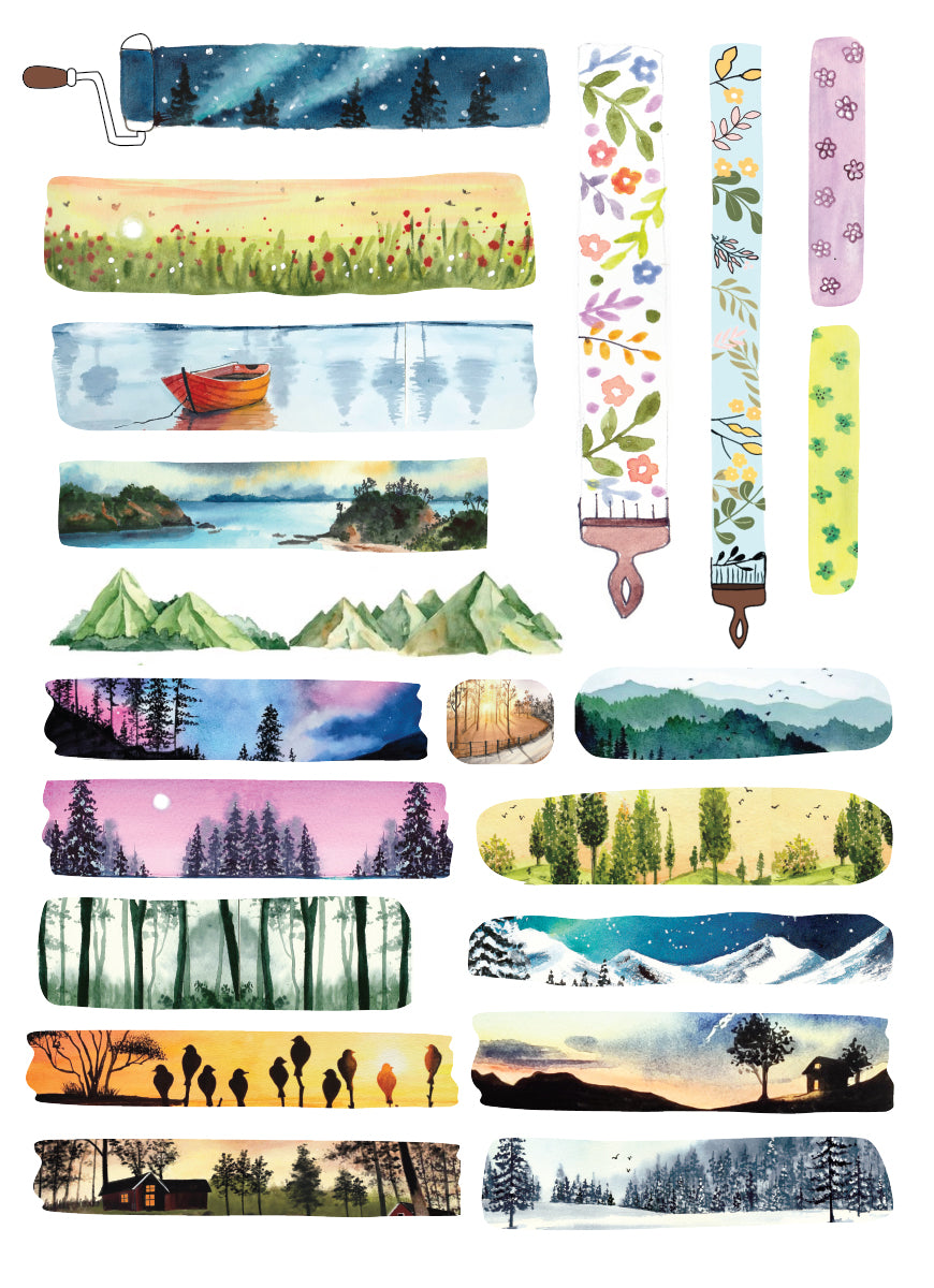 Washi tape stickers | Set of 5 A5 sheets
