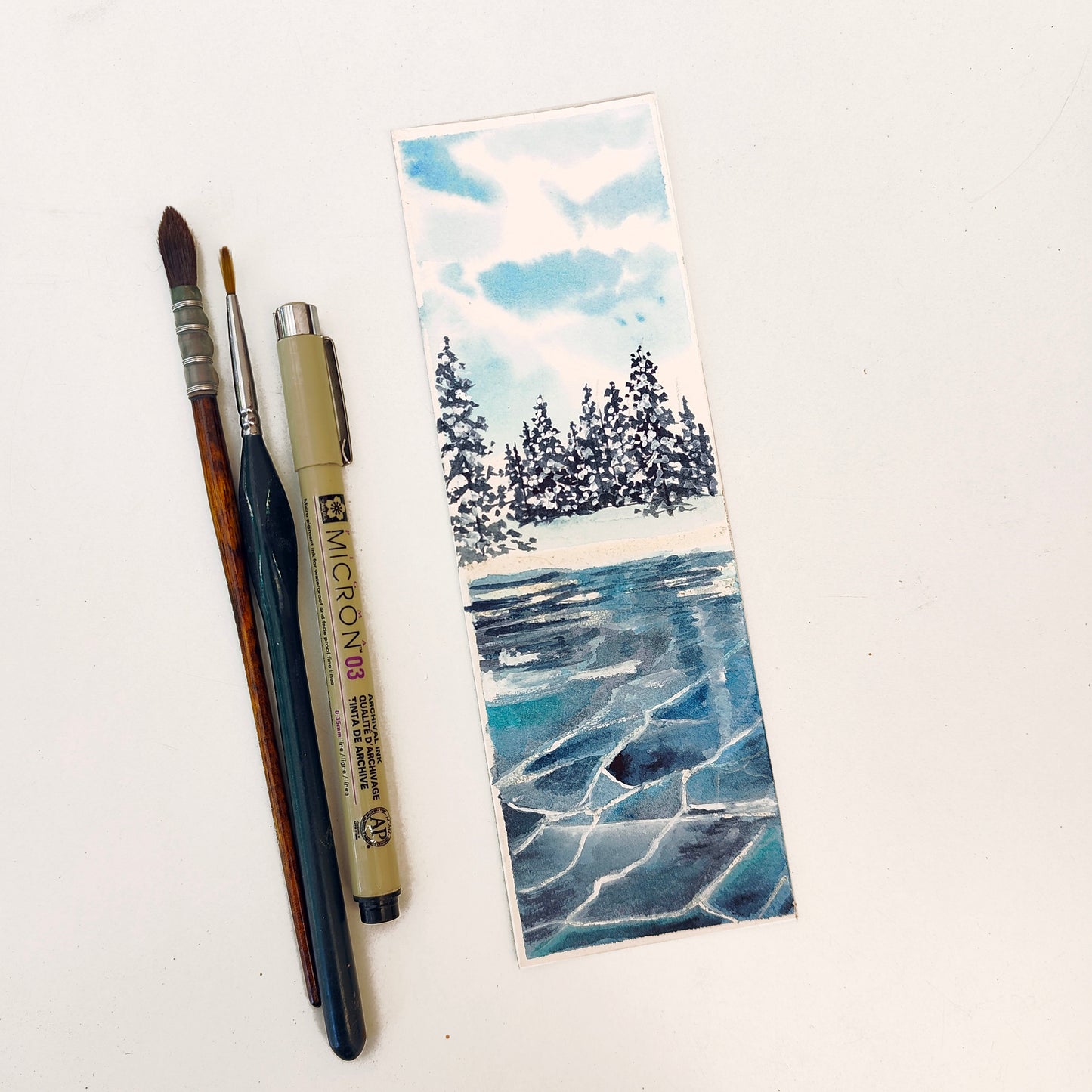 Frozen Lake | Handmade Bookmark