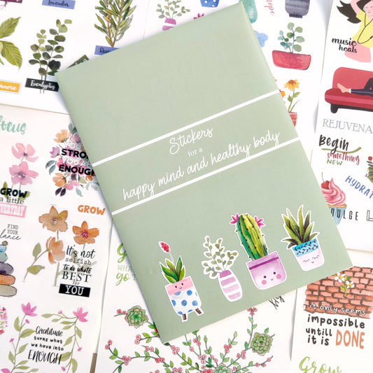 Happy mind and Healthy body Stickers |5 A5 sheets | 60 unique stickers