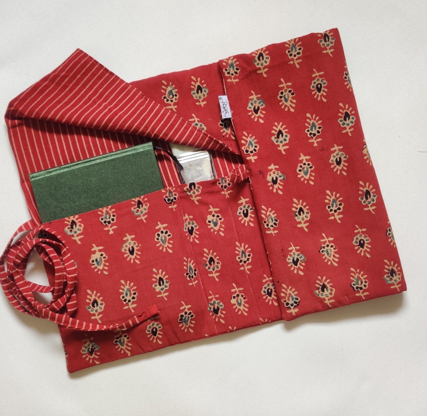 Block Print Brush Holder | Turn into a A5 Notebook folder | Tie around waist when painting