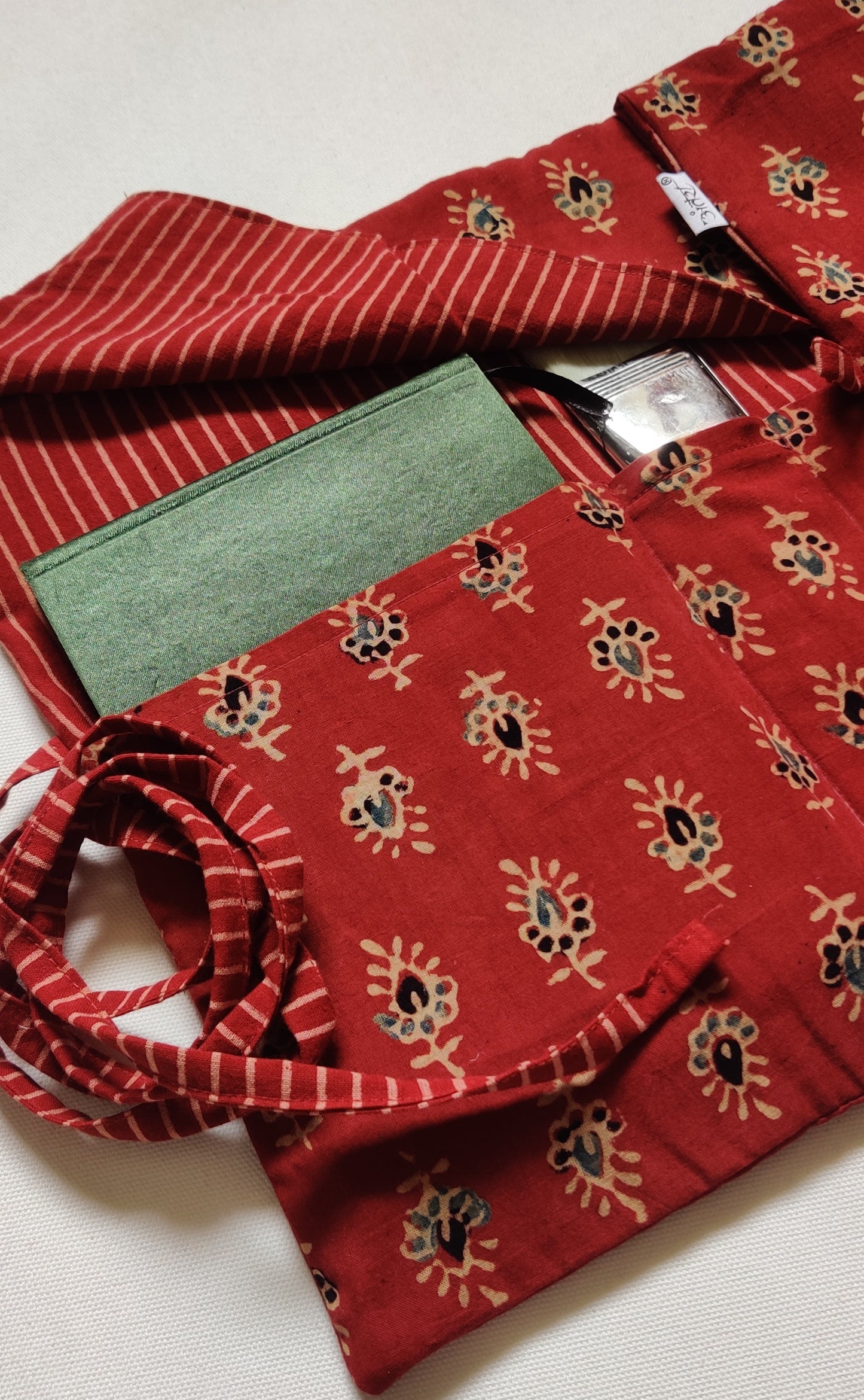 Block Print Brush Holder | Turn into a A5 Notebook folder | Tie around waist when painting