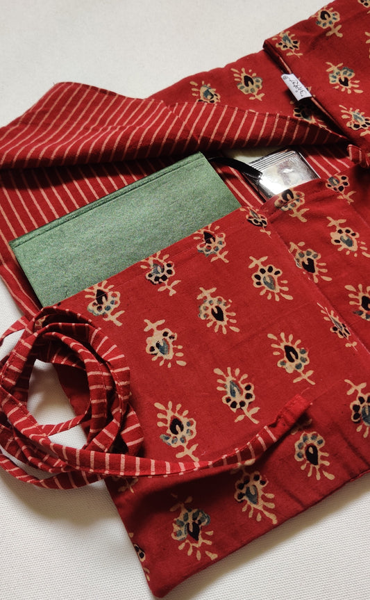 Block Print Brush Holder | Turn into a A5 Notebook folder | Tie around waist when painting