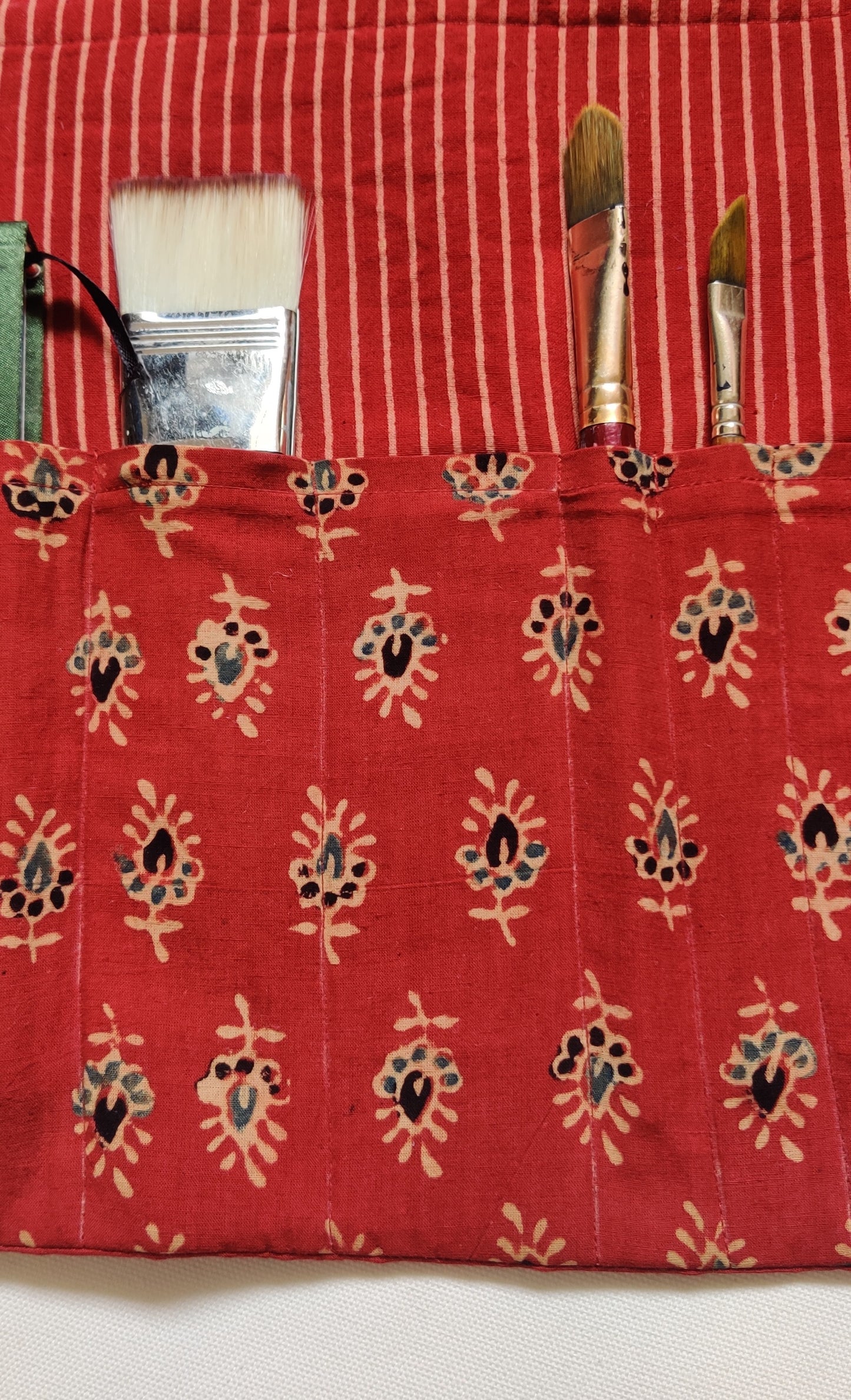 Block Print Brush Holder | Turn into a A5 Notebook folder | Tie around waist when painting