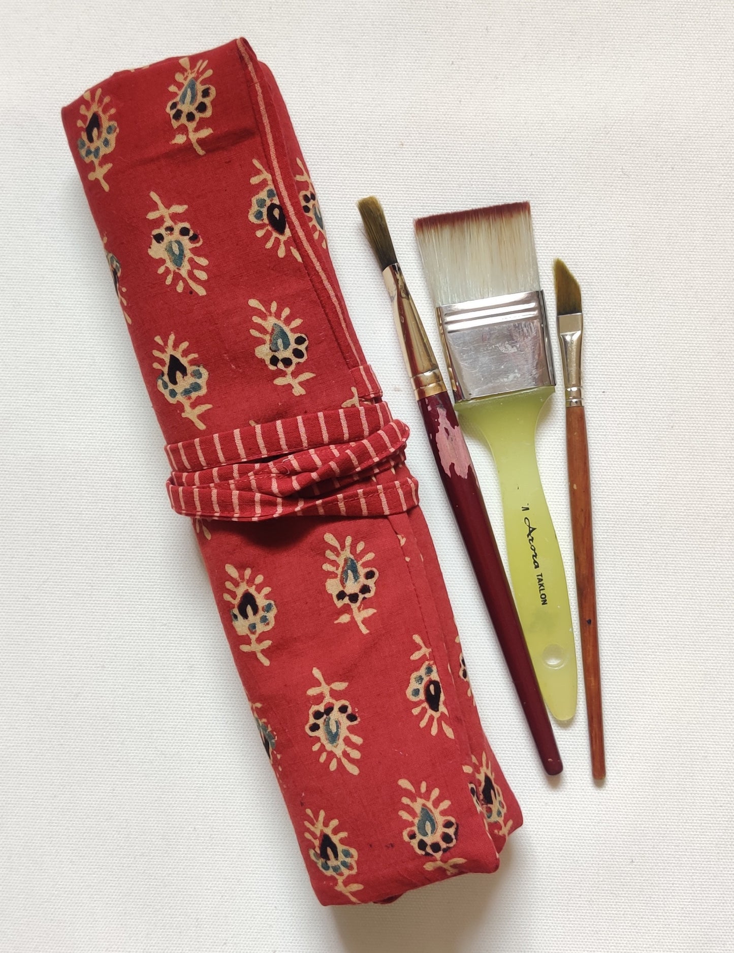 Block Print Brush Holder | Turn into a A5 Notebook folder | Tie around waist when painting