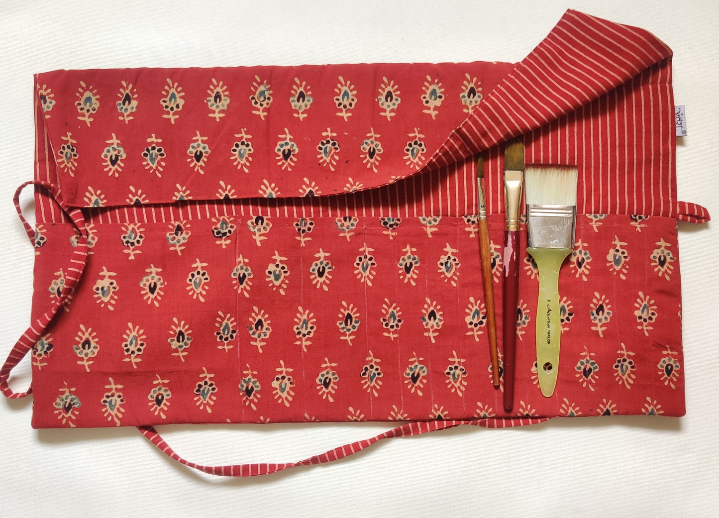 Block Print Brush Holder | Turn into a A5 Notebook folder | Tie around waist when painting