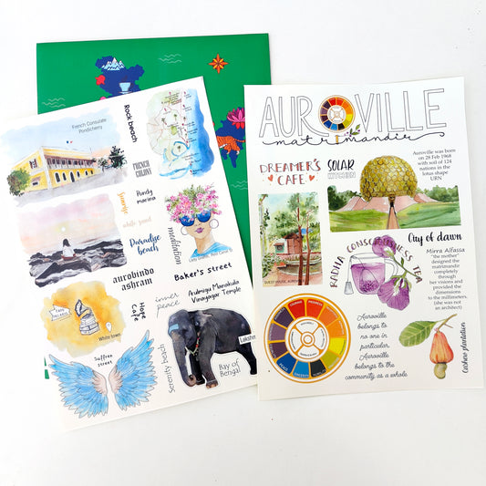 Incredible India Stickers | Goa | Rajasthan | Ladakh | Pondicherry-Auroville | 8 A5 sheets
