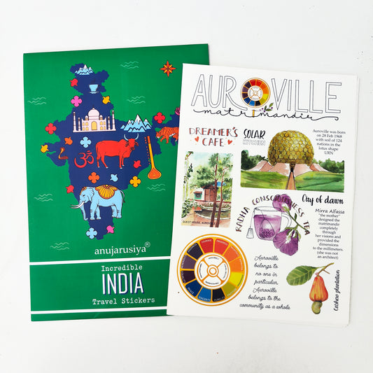 Incredible India Stickers | Goa | Rajasthan | Ladakh | Pondicherry-Auroville | 8 A5 sheets