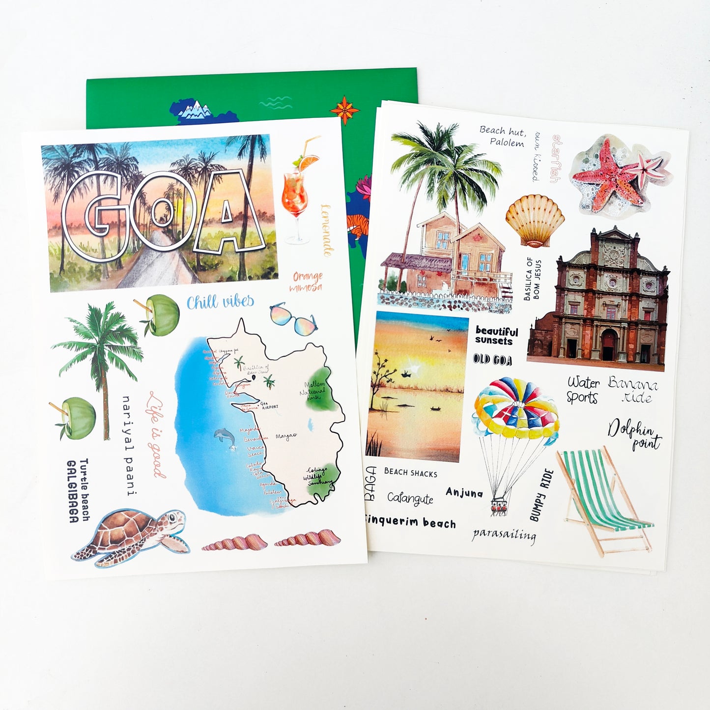 Incredible India Stickers | Goa | Rajasthan | Ladakh | Pondicherry-Auroville | 8 A5 sheets