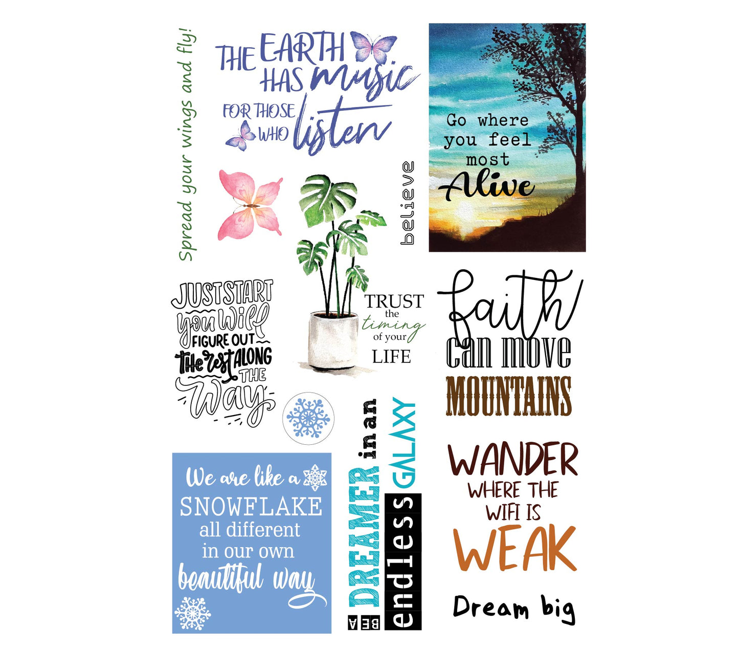 Gentle reminder stickers | typographic quotations