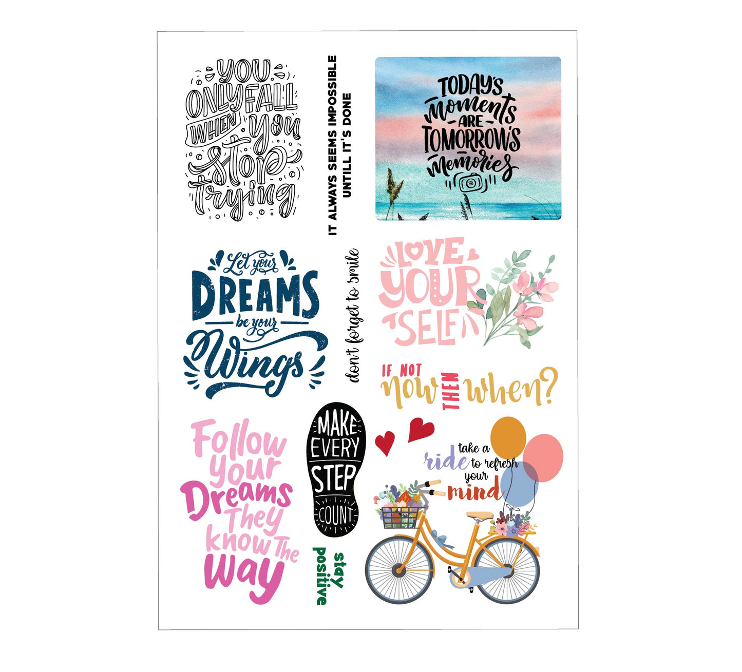 Gentle reminder stickers | typographic quotations