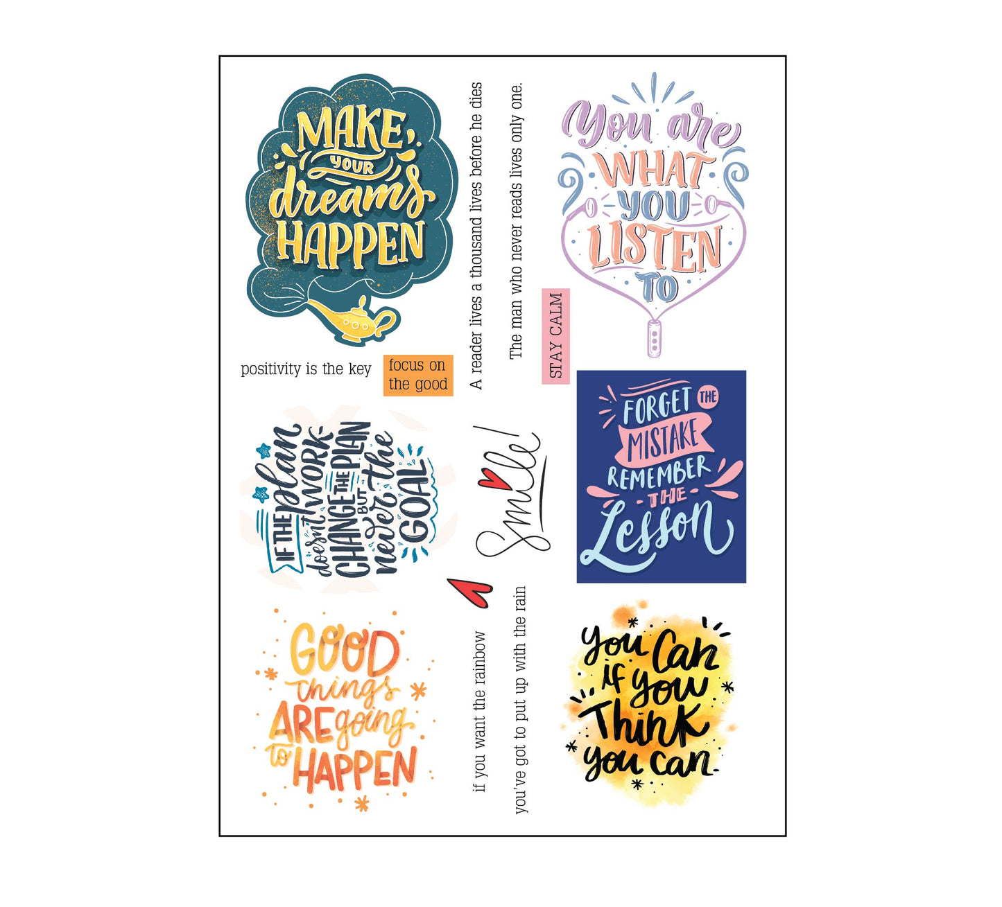 Gentle reminder stickers | typographic quotations