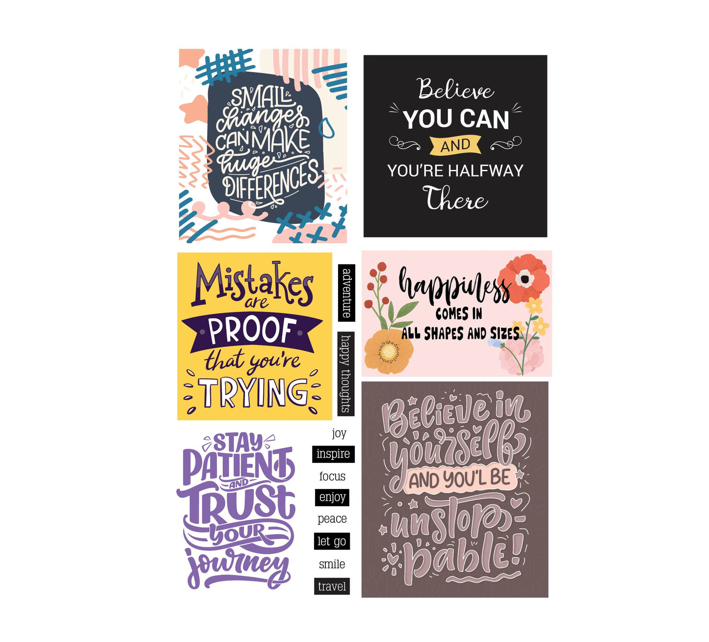 Gentle reminder stickers | typographic quotations
