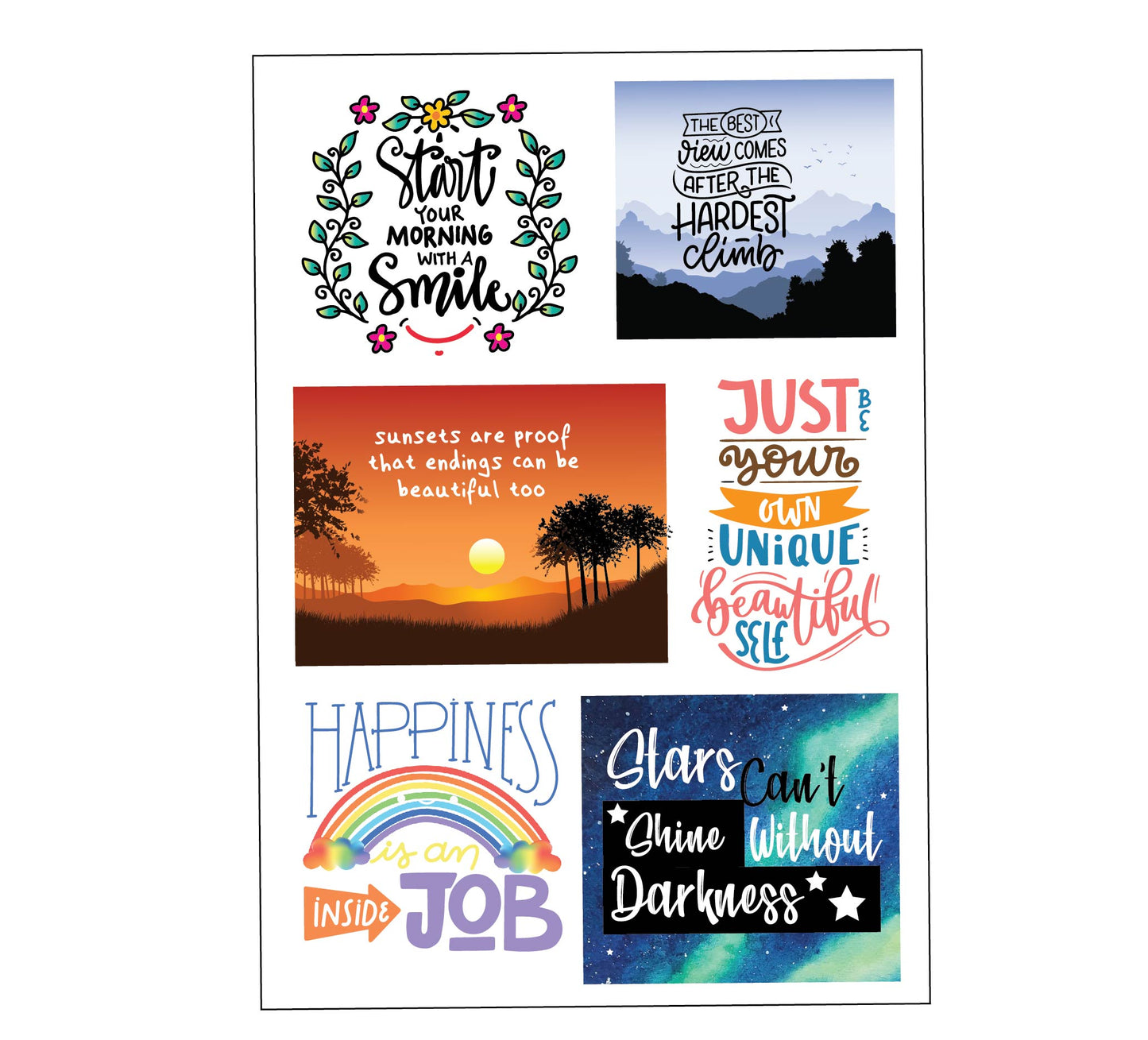Gentle reminder stickers | typographic quotations
