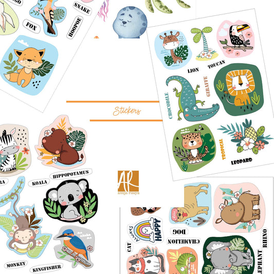 Cute Cartoon animal Stickers | Perfect for kids learning and projects