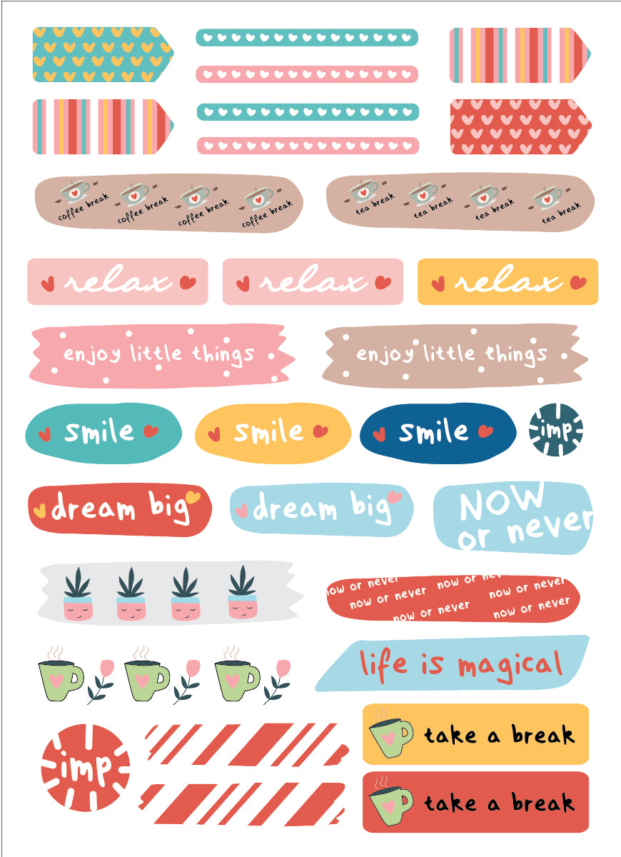 Washi tape stickers | Set of 5 A5 sheets