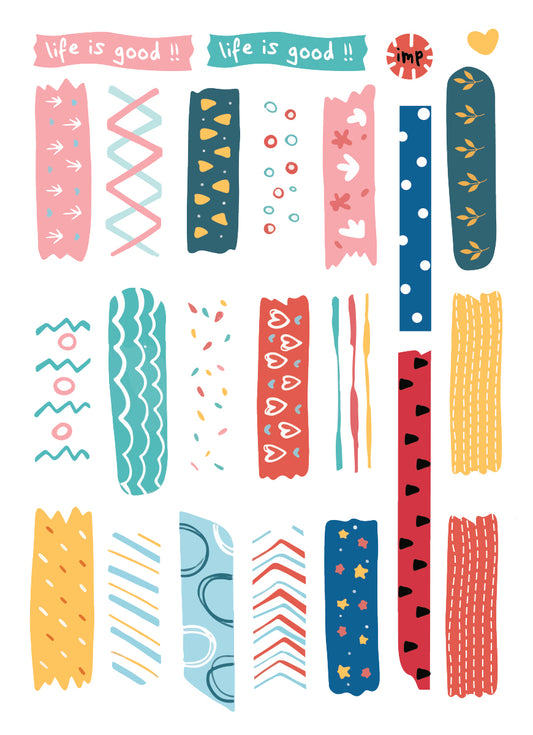 Washi tape stickers | Set of 5 A5 sheets
